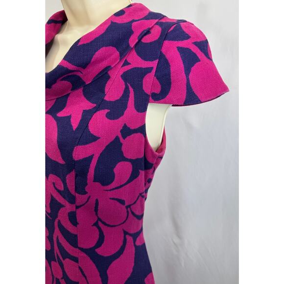 Talbots Women’s Pink & Navy Floral Sheath Dress - Size 4 - Picture 3 of 13